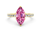 Yellow gold Marquise Cut Pink Sapphire Solitaire Pavé Band with Four-Prong Setting_24