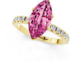 Yellow gold Marquise Cut Pink Sapphire Solitaire Pavé Band with Four-Prong Setting_25