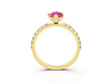 Yellow gold Marquise Cut Pink Sapphire Solitaire Pavé Band with Four-Prong Setting_27