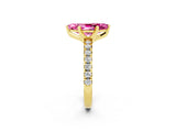 Yellow gold Marquise Cut Pink Sapphire Solitaire Pavé Engagement Ring with Round Band and Prong Setting_14