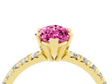 Yellow gold Marquise Cut Pink Sapphire Solitaire Pavé Engagement Ring with Round Band and Prong Setting_16