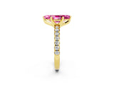 Yellow gold Marquise Cut Pink Sapphire Solitaire Pavé Engagement Ring with Round Band and Prong Setting_69