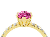Yellow gold Marquise Cut Pink Sapphire Solitaire Pavé Engagement Ring with Round Band and Prong Setting_71