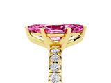Yellow gold Marquise Cut Pink Sapphire Solitaire Pavé Engagement Ring with Round Band and Prong Setting_72