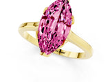 Yellow gold Marquise Cut Pink Sapphire Solitaire Ring with Flower Prong Setting and Classic Band_13