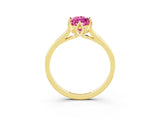 Yellow gold Marquise Cut Pink Sapphire Solitaire Ring with Flower Prong Setting and Classic Band_15