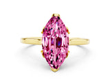 Yellow gold Marquise Cut Pink Sapphire Solitaire Ring with Flower Prong Setting and Classic Band_37