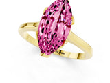 Yellow gold Marquise Cut Pink Sapphire Solitaire Ring with Flower Prong Setting and Classic Band_38