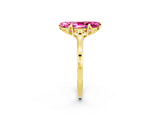 Yellow gold Marquise Cut Pink Sapphire Solitaire Ring with Flower Prong Setting and Classic Band_39