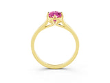 Yellow gold Marquise Cut Pink Sapphire Solitaire Ring with Flower Prong Setting and Classic Band_40