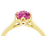 Yellow gold Marquise Cut Pink Sapphire Solitaire Ring with Flower Prong Setting and Classic Band_41