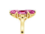 Yellow gold Marquise Cut Pink Sapphire Solitaire Ring with Flower Prong Setting and Classic Band_42
