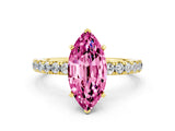 Yellow gold Marquise Cut Pink Sapphire Solitaire Ring with Pavé Accents and Four-Prong Setting_24