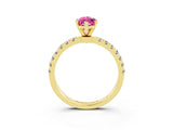 Yellow gold Marquise Cut Pink Sapphire Solitaire Ring with Pavé Accents and Four-Prong Setting_27