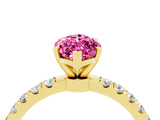 Yellow gold Marquise Cut Pink Sapphire Solitaire Ring with Pavé Accents and Four-Prong Setting_28