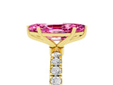 Yellow gold Marquise Cut Pink Sapphire Solitaire Ring with Pavé Accents and Four-Prong Setting_29
