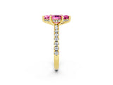 Yellow gold Marquise Cut Pink Sapphire Solitaire Ring with Pavé Band and Four-Prong Setting_62