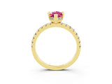 Yellow gold Marquise Cut Pink Sapphire Solitaire Ring with Pavé Band and Four-Prong Setting_63
