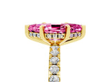 Yellow gold Marquise Cut Pink Sapphire Solitaire Ring with Pavé Band and Four-Prong Setting_65