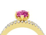 Yellow gold Marquise Cut Pink Sapphire Solitaire Ring with Pavé and Channel Set Band_28