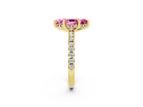 Yellow gold Marquise Cut Pink Sapphire Solitaire Ring with Round  Pavé Band and Four-Prong Setting_38