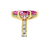 Yellow gold Marquise Cut Pink Sapphire Solitaire Ring with Round  Pavé Band and Four-Prong Setting_41