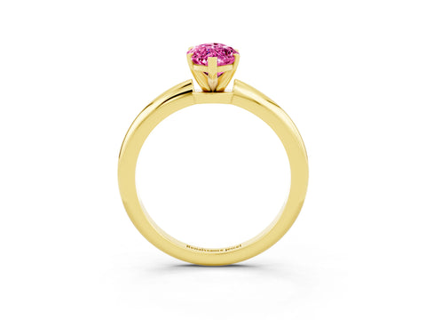 Yellow gold Marquise Cut Pink Sapphire Solitaire Ring with Six-Prong Setting and Classic Band_3