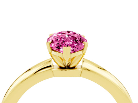 Yellow gold Marquise Cut Pink Sapphire Solitaire Ring with Six-Prong Setting and Classic Band_4