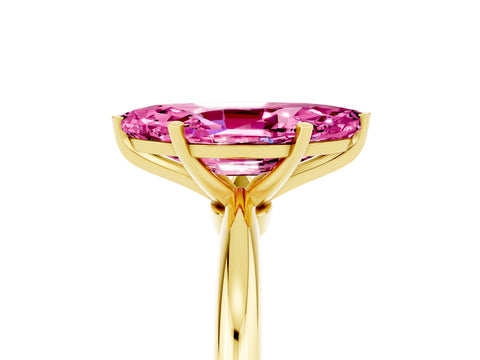 Yellow gold Marquise Cut Pink Sapphire Solitaire Ring with Six-Prong Setting and Classic Band_5