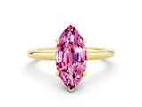 Yellow gold Marquise Cut Pink Sapphire Solitaire Ring with Thin Band and Four-Prong Setting_36