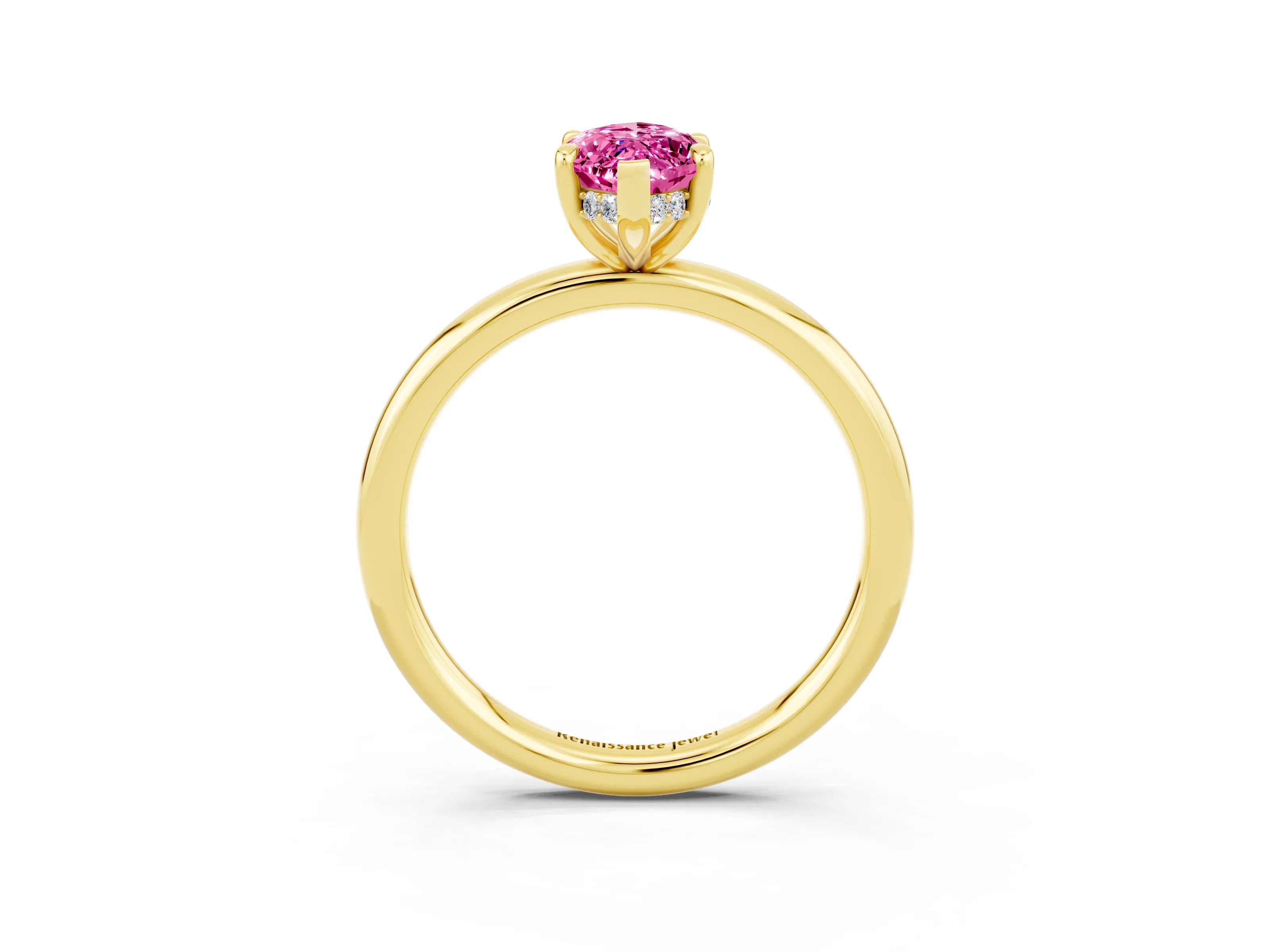 Yellow gold Marquise Cut Pink Sapphire Solitaire Ring with Thin Band and Four-Prong Setting_39