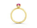 Yellow gold Marquise Cut Pink Sapphire Solitaire Ring with Thin Band and Four-Prong Setting_39