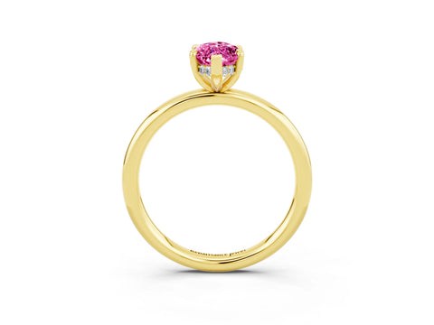 Yellow gold Marquise Cut Pink Sapphire Solitaire Ring with Thin Band and Four-Prong Setting_39