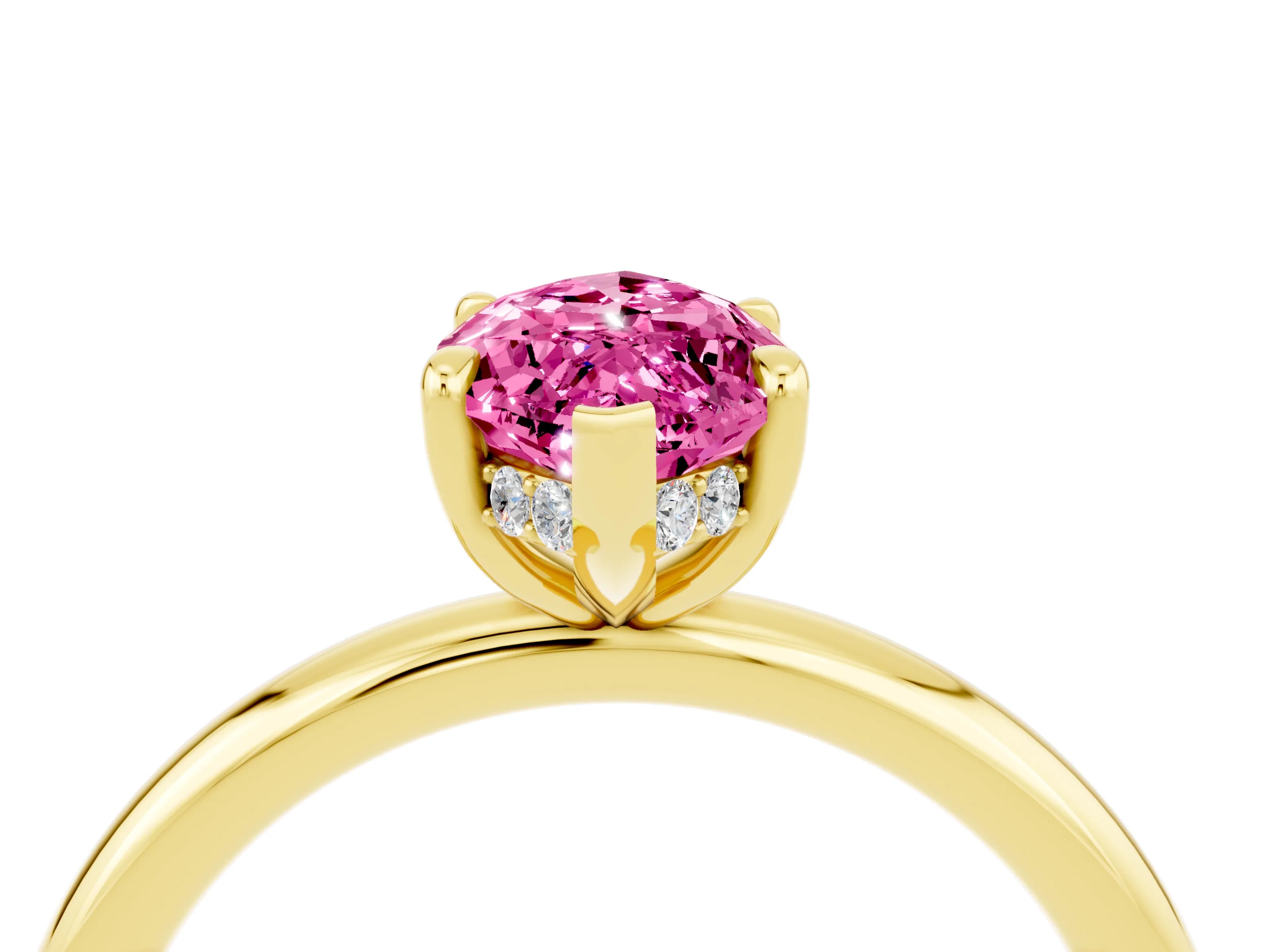 Yellow gold Marquise Cut Pink Sapphire Solitaire Ring with Thin Band and Four-Prong Setting_40