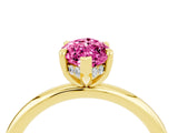 Yellow gold Marquise Cut Pink Sapphire Solitaire Ring with Thin Band and Four-Prong Setting_40