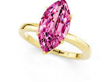 Yellow gold Marquise Cut Pink Sapphire Solitaire Ring with Thin Band and Prong Setting_13