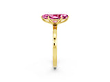 Yellow gold Marquise Cut Pink Sapphire Solitaire Ring with Thin Band and Prong Setting_14