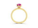Yellow gold Marquise Cut Pink Sapphire Solitaire Ring with Thin Band and Prong Setting_15