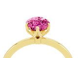 Yellow gold Marquise Cut Pink Sapphire Solitaire Ring with Thin Band and Prong Setting_16