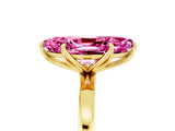 Yellow gold Marquise Cut Pink Sapphire Solitaire Ring with Thin Band and Prong Setting_17