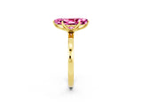 Yellow gold Marquise Cut Pink Sapphire Solitaire Ring with Thin Band and Prong Setting_26