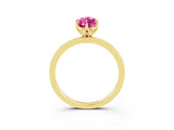 Yellow gold Marquise Cut Pink Sapphire Solitaire Ring with Thin Band and Prong Setting_27