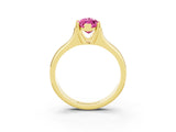 Yellow gold Marquise Cut Pink Sapphire Solitaire Ring with Wide Band and Prong Setting_27