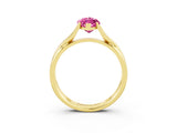 Yellow gold Marquise Cut Pink Sapphire Solitaire Twist Band Prong Setting Ring_87