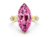 Yellow gold Marquise Cut Pink Sapphire Solitaire Twisted Band with Round  Accents and Prong Setting_12