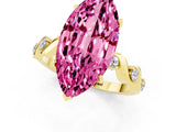 Yellow gold Marquise Cut Pink Sapphire Solitaire Twisted Band with Round  Accents and Prong Setting_13