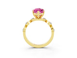 Yellow gold Marquise Cut Pink Sapphire Solitaire Twisted Band with Round  Accents and Prong Setting_15