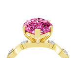 Yellow gold Marquise Cut Pink Sapphire Solitaire Twisted Band with Round  Accents and Prong Setting_16