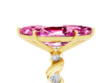 Yellow gold Marquise Cut Pink Sapphire Solitaire Twisted Band with Round  Accents and Prong Setting_17