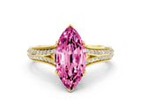 Yellow gold Marquise Cut Pink Sapphire Split Shank Engagement Ring with Pavé Band_24